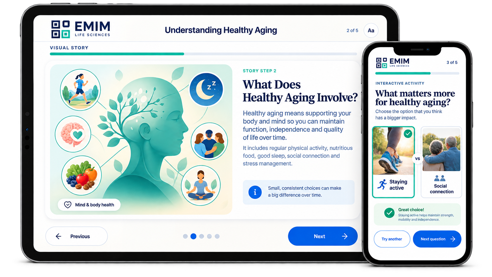 Healthy Aging campaign shown on tablet and phone