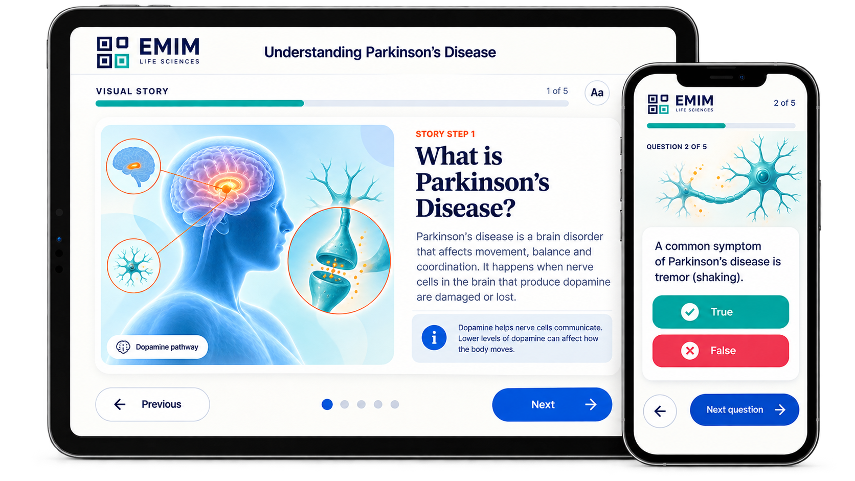 Parkinson's Disease campaign shown on tablet and phone