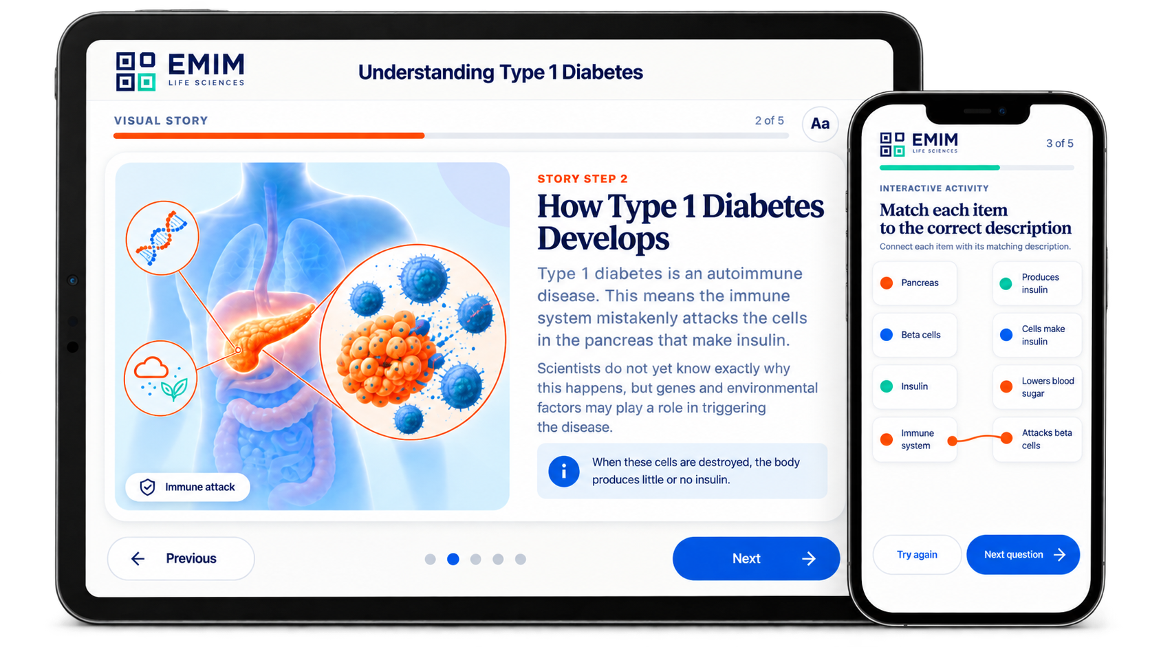 Type 1 Diabetes campaign shown on tablet and phone
